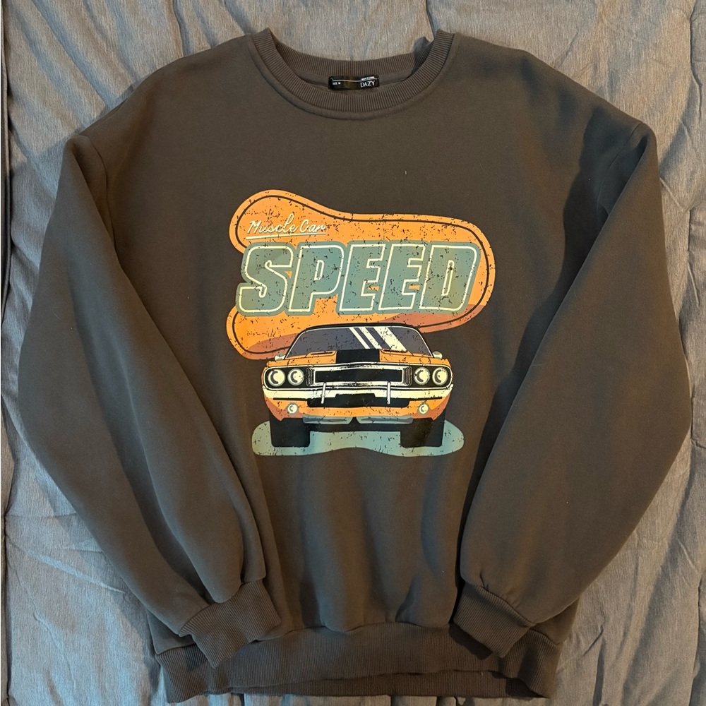 Gray Retro Speed Graphic Sweatshirt